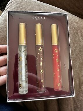 Gucci Beauty Triple Plumping Lip Gloss Set — Clear, Brown, Red